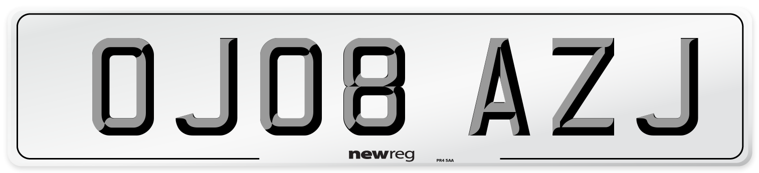 OJ08 AZJ Number Plate from New Reg